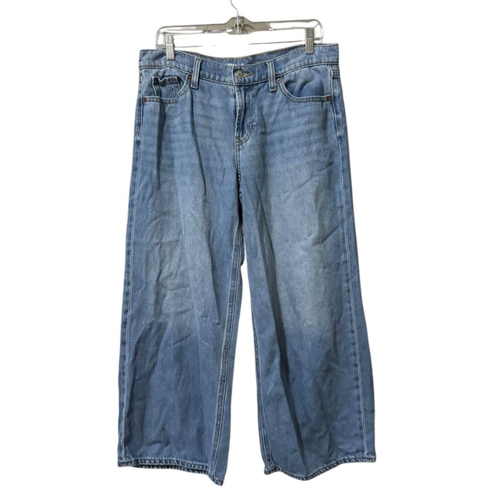 Old Navy Women Size 10 Petite Mid Rise Baggy Wide Leg Denim Jeans Hippie Boho